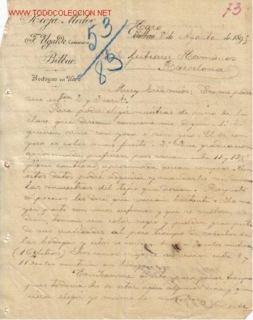 Gesch&auml;ftsbriefe: CARTA COMERCIAL DE RIOJA - MEDOC - F. UGADE COSECHERO.HARO
