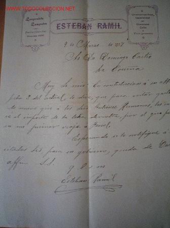 Cartas comerciales: CARTA COMERCIAL DE ESTEBAN RAMIL - Foto 1