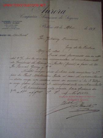 Cartas comerciales: CARTA COMERCIAL DE AURORA.BILBAO - Foto 1