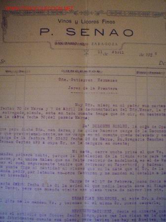 Cartas comerciales: CARTA COMERCIAL DE P.SENAO.ZARAGOZA - Foto 1