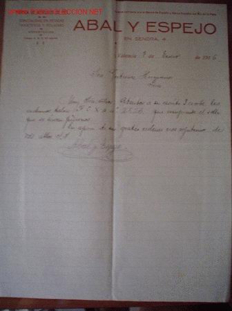 Cartas comerciales: CARTA COMERCIAL DE ABAL Y ESPEJO.VALENCIA - Foto 1