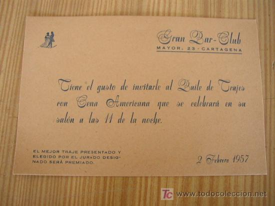 Tarjeta de invitación del gran bar- club, a bai - Vendido 