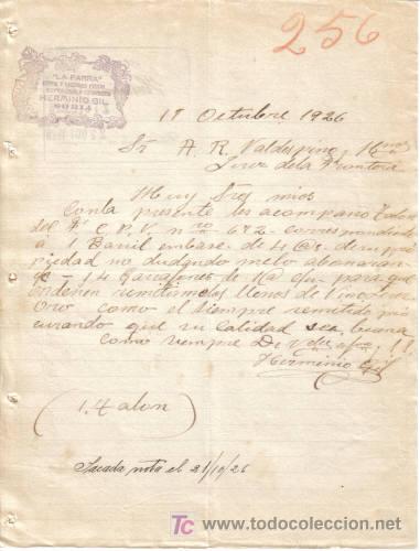 Cartas comerciales: SORIA. 1926. CARTA COMERCIAL DE VINOS Y LICORES LA PARRA. HERMINIO GIL