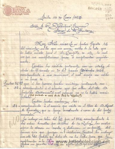 Cartas comerciales: AVILA. 1923. CARTA COMERCIAL DE MARIANO BLANCO.