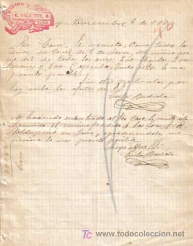 Cartas comerciales: MADRID. 1904. CARTA COMERCIAL DE BODEGA CASTOR. G. VALVERDE. - Foto 1