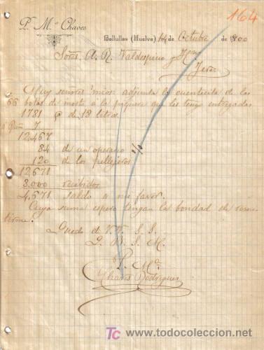 Lettres commerciales: BOLLULLOS DEL CONDADO ( HUELVA). 1900. CARTA COMERCIAL DE P. M. CHAVES.
