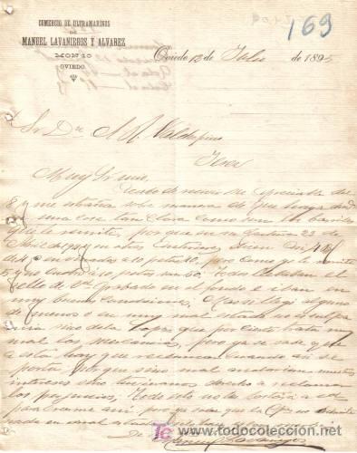 Cartas comerciales: OVIEDO. 1895. CARTA COMERCIAL DE COMERCIO DE ULTRAMARINOS DE MANUEL LAVANIEGOS Y ALVAREZ.