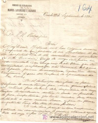 Gesch&auml;ftsbriefe: OVIEDO. 1895. CARTA COMERCIAL DE COMERCIO DE ULTRAMARINOS DE MANUEL LAVANIEGOS Y ALVAREZ.