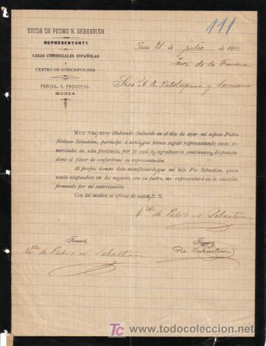 Cartas comerciales: SORIA. 1900. CARTA COMERCIAL DE CENTRO DE SUSCRIPCIONES. LA ACTIVIDAD. VDA. DE PEDRO NOLASCO.