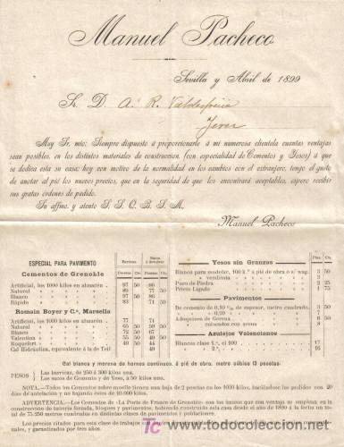 Cartas comerciales: SEVILLA. 1899. CARTA COMERCIAL DE MANUEL PACHECO. - Foto 1