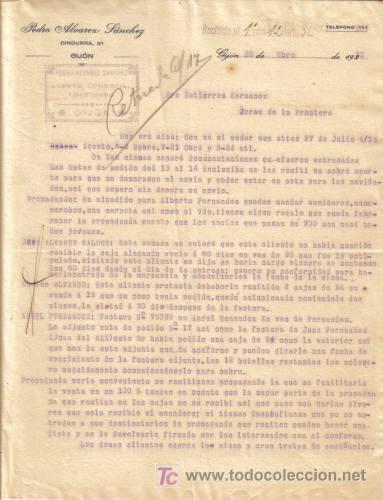 Cartas comerciales: GIJON. 1932. CARTA COMERCIAL DE PEDRO ALVAREZ SANCHEZ. - Foto 1