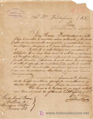 Cartas comerciales: BARCELONA. 1898. CARTA COMERCIAL DE JUAN VERGES MOREU.