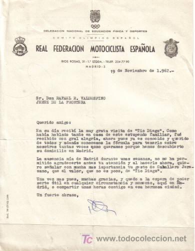 Commercial Letters: MADRID. 1962. CARTA COMERCIAL DE REAL FEDERACION MOTOCICLISTA ESPA&Ntilde;OLA.