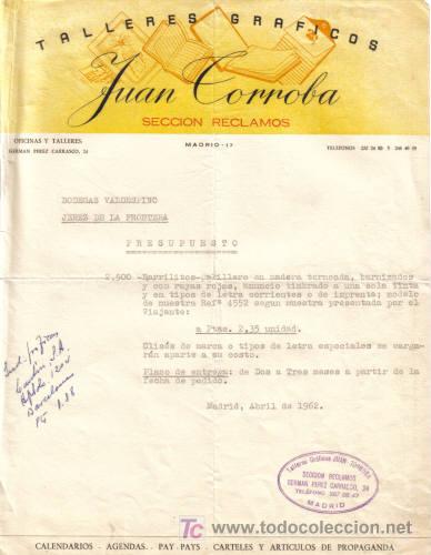 Commercial Letters: MADRID. 1962. CARTA COMERCIAL DE TALLERES GRAFICOS. JUAN TORROBA.