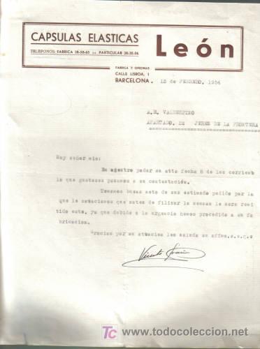 Cartas comerciales: BARCELONA. 1954. CARTA COMERCIAL DE CAPSULAS ELASTICAS. LEON. - Foto 1