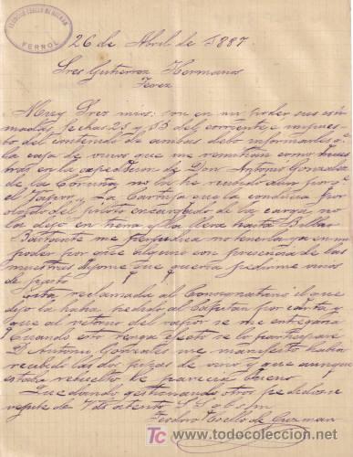 Cartas comerciales: FERROL. 1887. CARTA COMERCIAL DEL TEODORO COELLO DE GUZMAN. - Foto 1