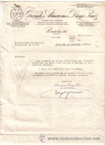 Lettere commerciali: CORDOBA. 1955. CARTA COMERCIAL DE GRANDES ALMACENES DIEGO RUIZ.