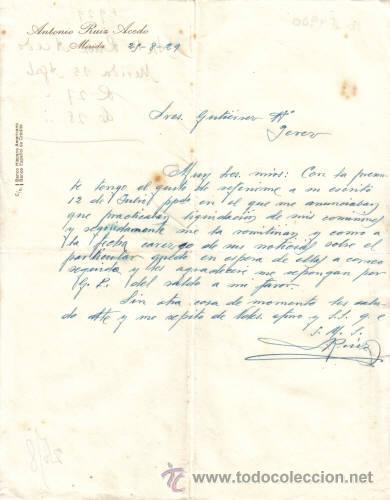 Lettres commerciales: MERIDA. 1929. CARTA COMERCIAL DE ANTONIO RUIZ ACEDO.