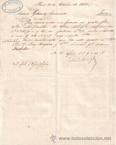 Cartas comerciales: HARO. 1884. CARTA COMERCIAL DE E. DELANGLE. - Foto 1