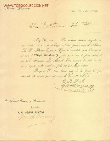Cartas comerciales: CARTA COMERCIAL DE PEDRO DOMECQ.JEREZ - Foto 1