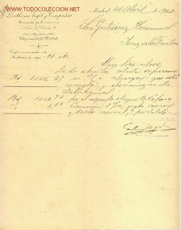 Cartas comerciales: CARTA COMERCIAL DE GUILLERMO VOGEL Y COMPA&Ntilde;IA.MADRID - Foto 1