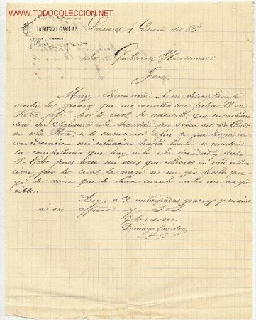Cartas comerciales: CARTA COMERCIAL DE DOMINGO GAVILAN - Foto 1