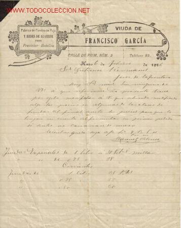 Gesch&auml;ftsbriefe: HARO (RIOJA ALTA ) -CARTA COMERCIAL FABRICA DE FUNDAS DE PAJA Y REDES DE ALAMBRE