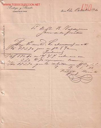 Cartas comerciales: SORIA-CARTA COMERCIAL DE COMESTIBLES FINOS DE POSTIGO Y BENITO.