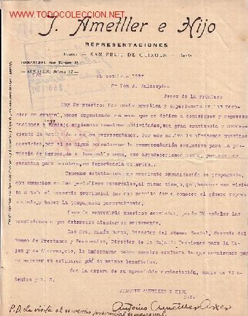 Cartas comerciales: GERONA-CARTA COMERCIAL DE J. AMETLLER E HIJO. - Foto 1