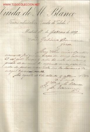 Cartas comerciales: MADRID - CARTA COMERCIAL DE VIUDA DE M. BLANCO - Foto 1