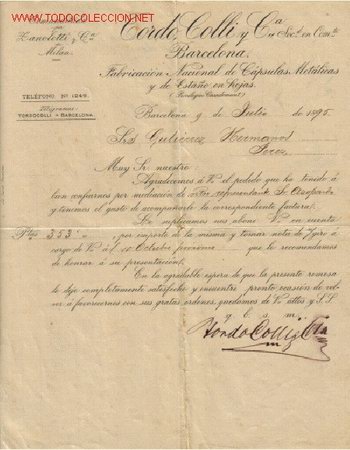 Cartas comerciales: BARCELONA - CARTA COMERCIAL DE CORDO, LOLLI, CIA