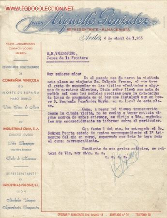 Cartas comerciales: AVILES - CARTA COMERCIAL DE JUAN ARG&Uuml;ELLO GONZALEZ - Foto 1