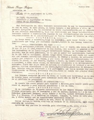 Cartas comerciales: SEVILLA.1955. CARTA COMERCIAL DE SALVADAOR PANEQUE PERDIGUERO.