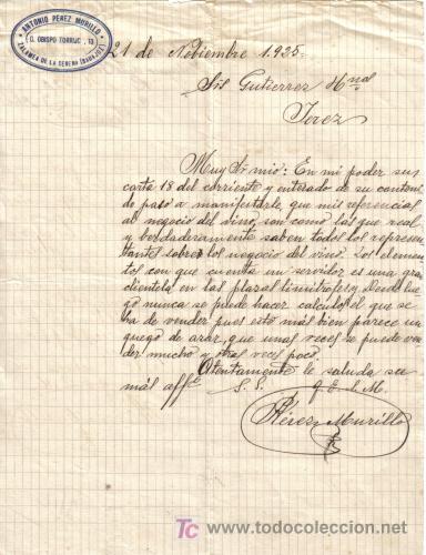 Gesch&auml;ftsbriefe: ZALAMEA DE LA SERENA ( BADAJOZ).1925. CARTA COMERCIAL DE ANTONIO PEREZ MURILLO.