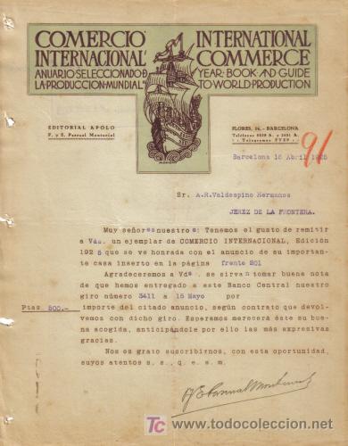 Cartas comerciales: BARCELONA. 1925. CARTA COMERCIAL DE COMERCIO INTERNACIONAL. - Foto 1