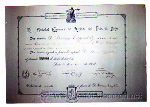 Gesch&auml;ftsbriefe: Diploma de la Sociedad econ&oacute;mica de amigos del Pa&iacute;s de Le&oacute;n. 1909. medidas: 40 x 55 cm.