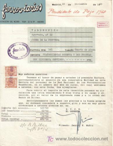 Cartas comerciales: MADRID. 1960. CARTA COMERCIAL DE FERROVIARIOS. - Foto 1