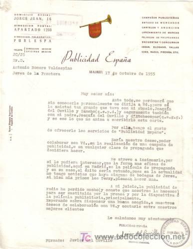 Lettres commerciales: MADRID. 1955. CARTA COMERCIAL DE PUBLICIDAD ESPA&Ntilde;A.
