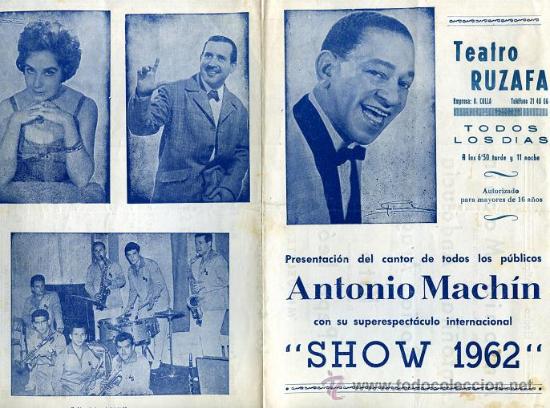 Cartas comerciales: x PROGRAMA teatro Ruzafa VALENCIA, 1962, ANTONIO MACHIN