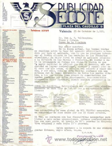 Lettres commerciales: VALENCIA. 1955. CARTA COMERCIAL DE PUBLICIDAD IBACAR.