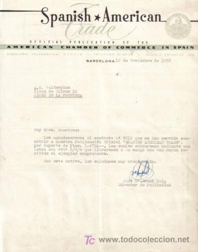 Cartas comerciales: BARCELONA. 1958. CARTA COMERCIAL DE SPANISH - AMERICAN. PUBLICIDAD OFICIAL.