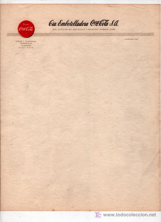 Cartas comerciales: CARTA COMERCIAL DE COCA-COLA - Foto 1