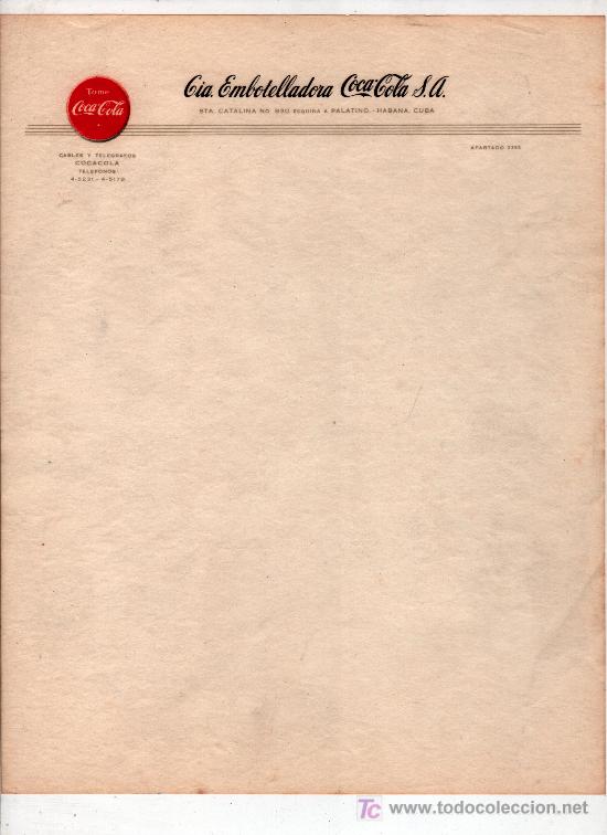 Cartas comerciales: CARTA COMERCIAL DE COCA-COLA - Foto 1