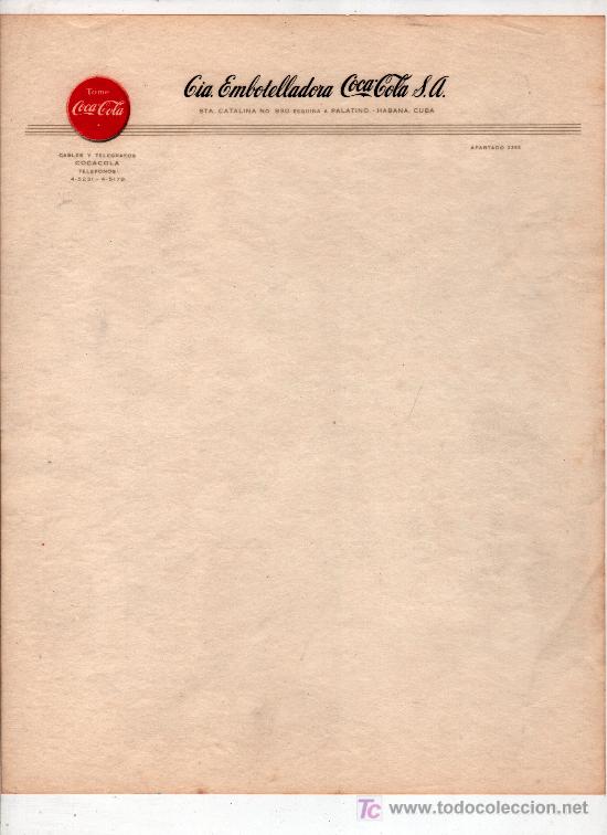 Cartas comerciales: CARTA COMERCIAL DE COCA-COLA - Foto 1