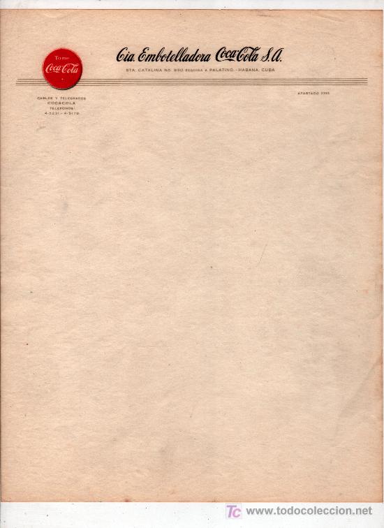 Cartas comerciales: CARTA COMERCIAL DE COCA-COLA - Foto 1