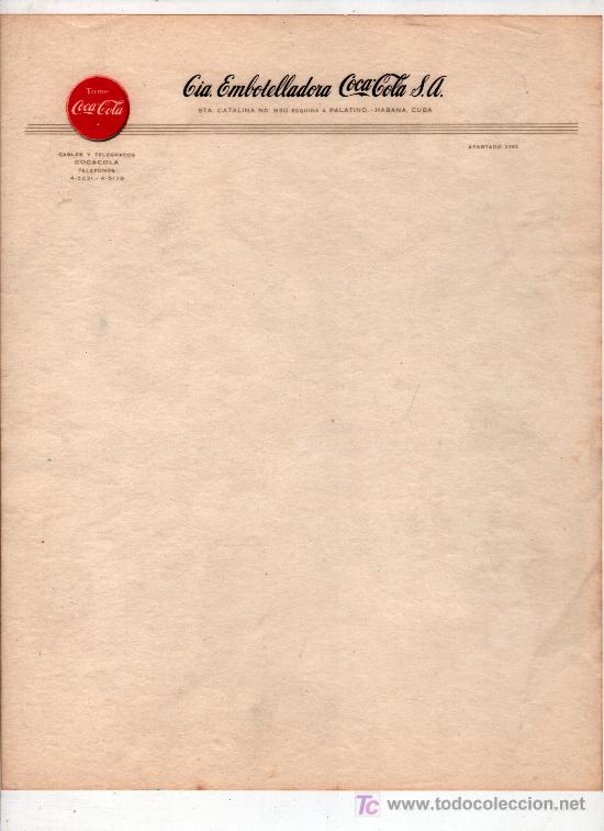Cartas comerciales: CARTA COMERCIAL DE COCA-COLA - Foto 1