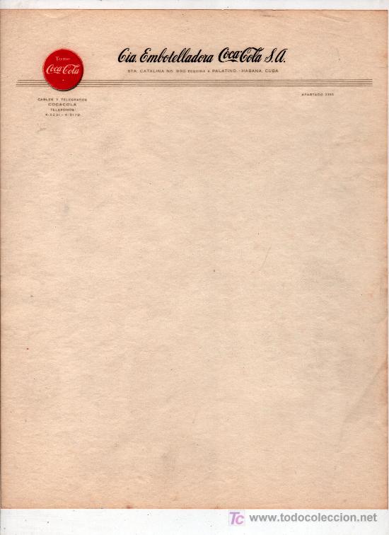 Cartas comerciales: CARTA COMERCIAL DE COCA-COLA - Foto 1