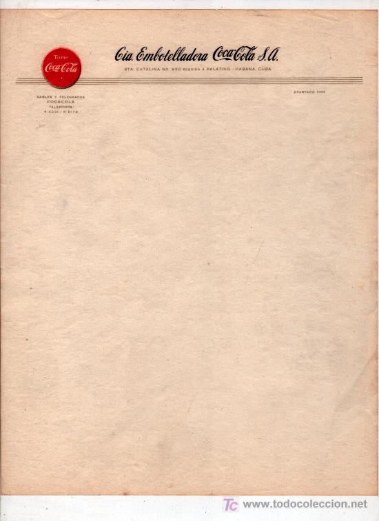 Cartas comerciales: CARTA COMERCIAL DE COCA-COLA - Foto 1