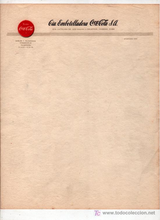 Cartas comerciales: CARTA COMERCIAL DE COCA-COLA - Foto 1