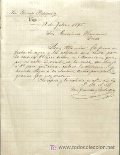 Cartas comerciales: VIGO. 1895. CARTA COMERCIAL DE JOSE GRANADA RODRIGUEZ.
